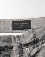 Dolce & Gabbana Black Grey Graphic Print Denim Pants Jeans