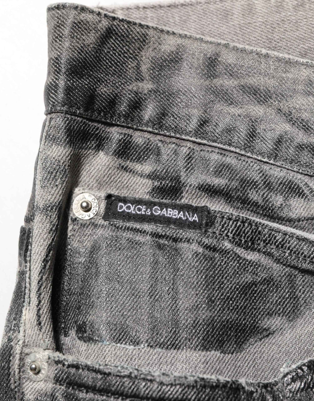 Dolce & Gabbana Black Grey Graphic Print Denim Pants Jeans