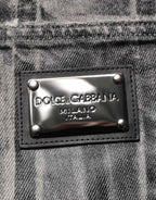 Dolce & Gabbana Black Grey Graphic Print Denim Pants Jeans