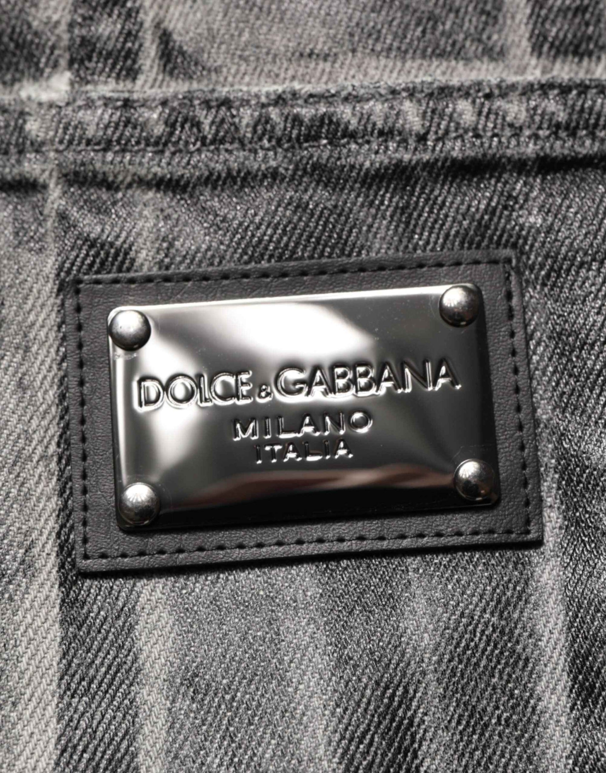 Dolce & Gabbana Black Grey Graphic Print Denim Pants Jeans