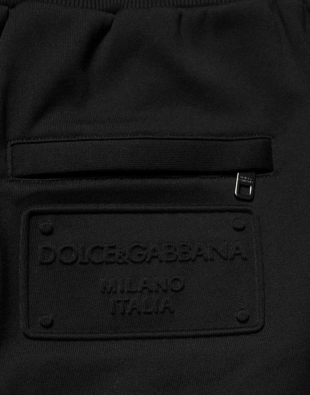 Dolce & Gabbana Black Cotton Drawstring Logo Sweatpants Pants