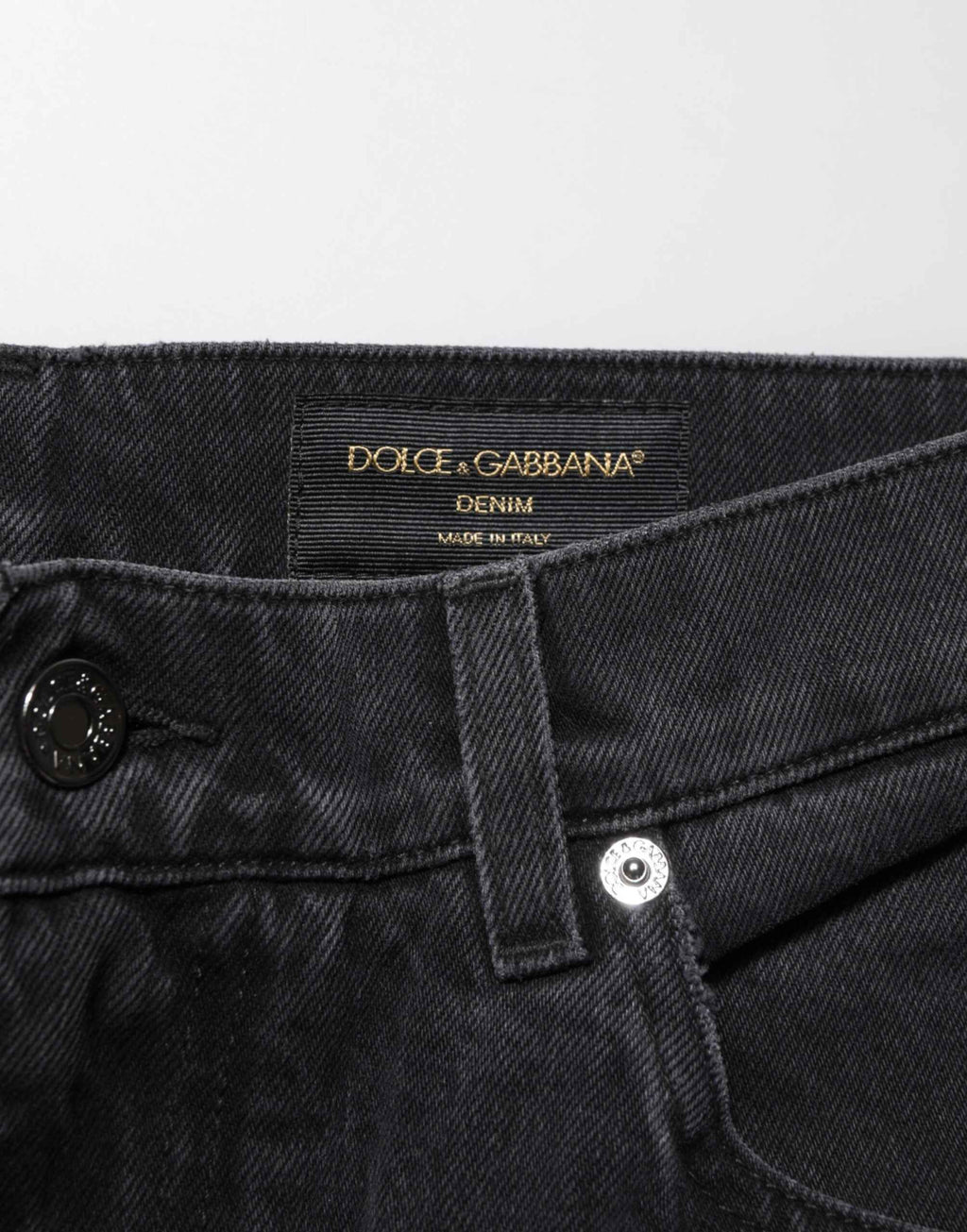 Dolce & Gabbana Black Cotton Logo Men Mid Waist Denim Jeans