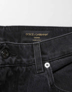 Dolce & Gabbana Black Cotton Logo Men Mid Waist Denim Jeans