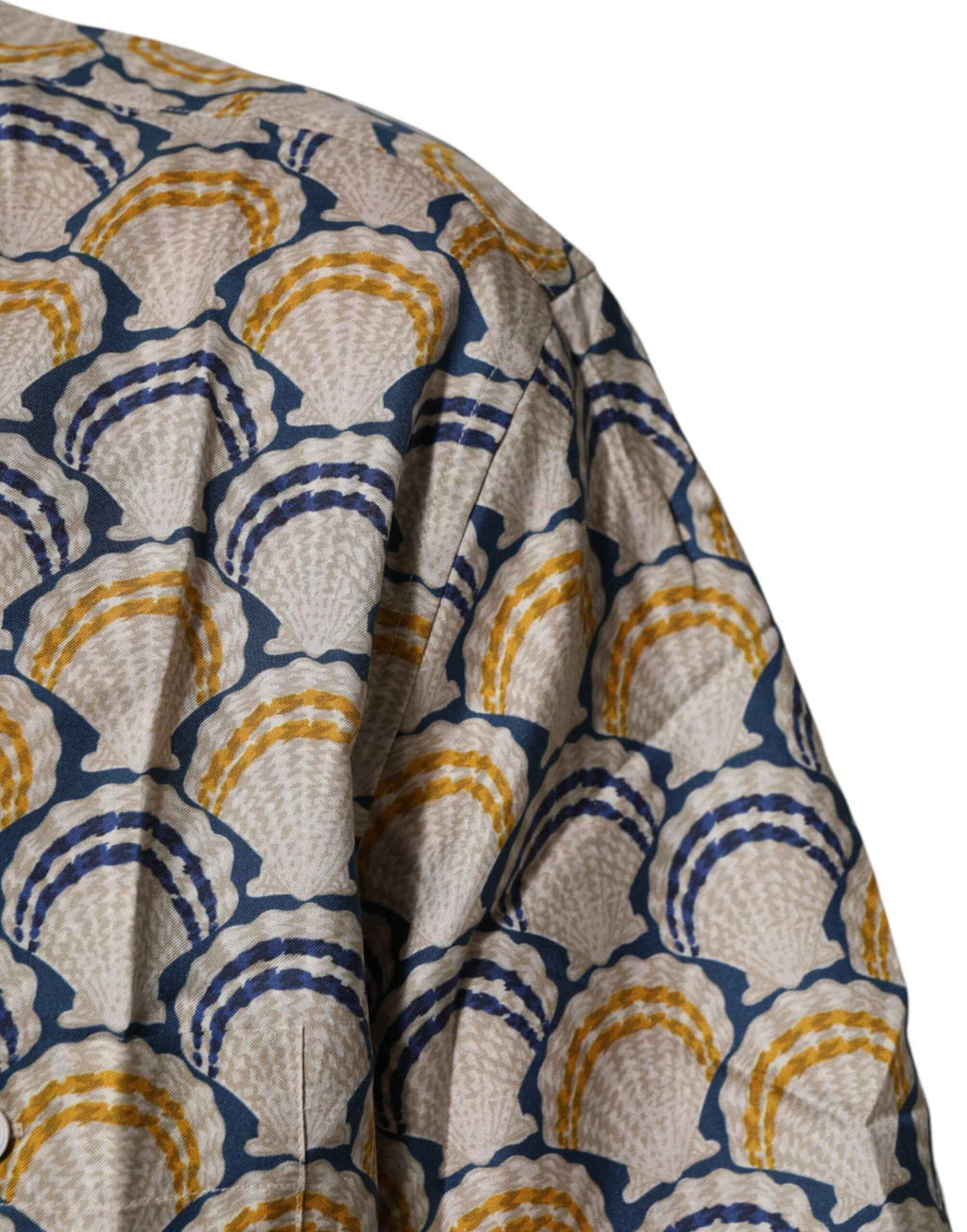 Dolce & Gabbana Cream Cotton Silk Hawaii Scallop Shell Print Shirt