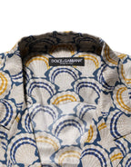 Dolce & Gabbana Cream Cotton Silk Hawaii Scallop Shell Print Shirt