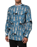 Dolce & Gabbana Blue Jazz Printed Cotton Button Front Shirt