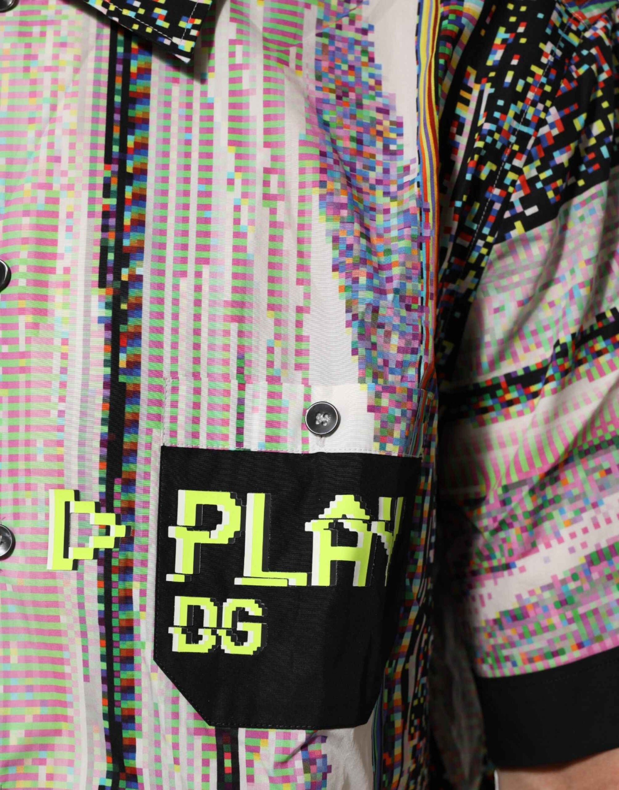 Dolce & Gabbana Multicolor Graphic Collared Casual Shirt