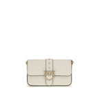 PINKO White Calf Leather Bos Taurus Shoulder Bag