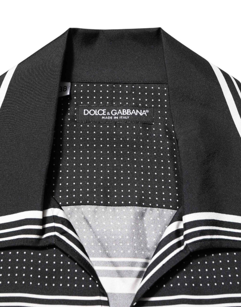 Dolce & Gabbana Black White StripeDot Print Casual Polo Shirt