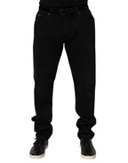 Dolce & Gabbana Black Cotton Regular Denim Men Trouser Jeans