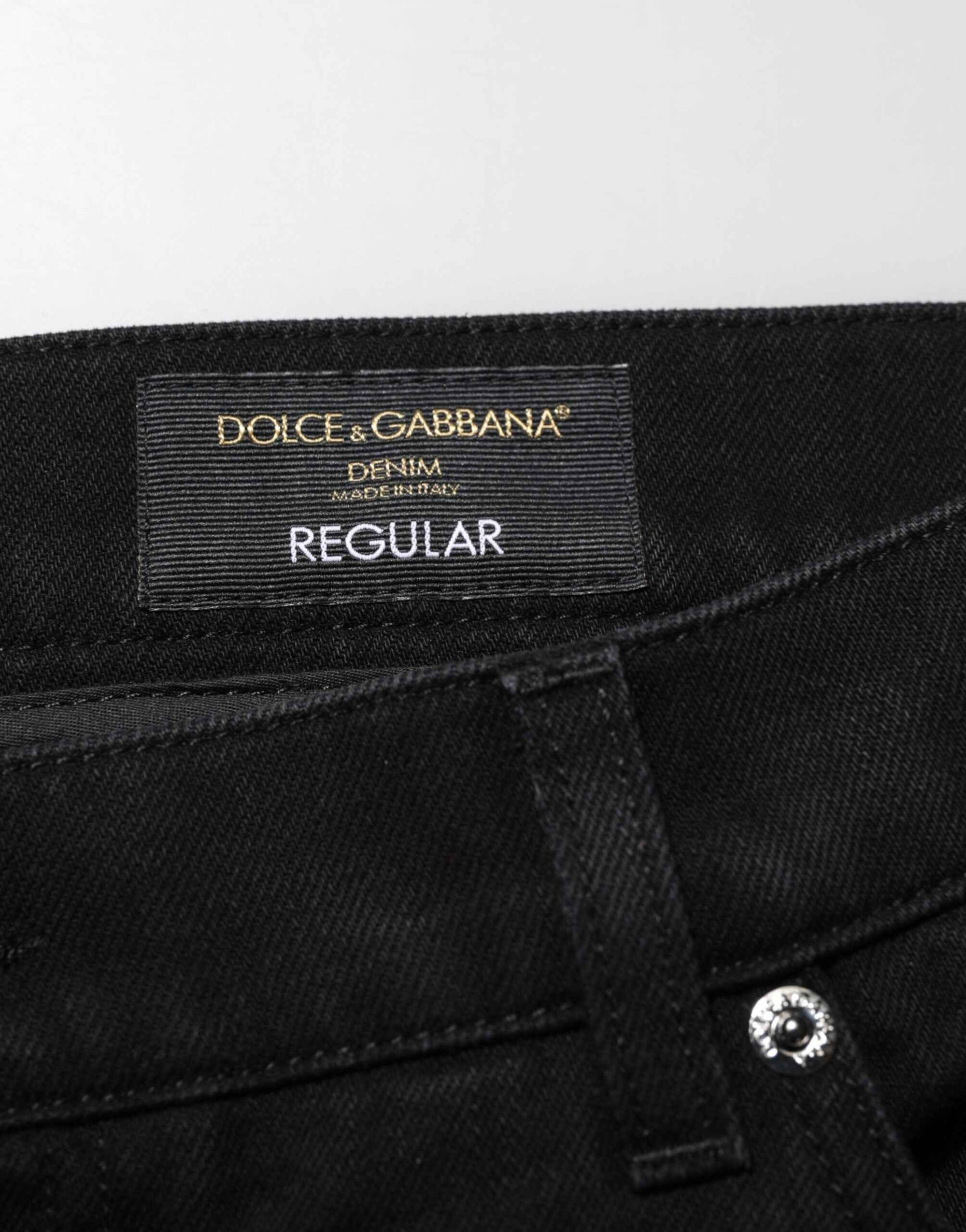 Dolce & Gabbana Black Cotton Regular Denim Men Trouser Jeans