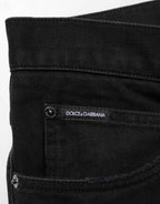 Dolce & Gabbana Black Cotton Regular Denim Men Trouser Jeans