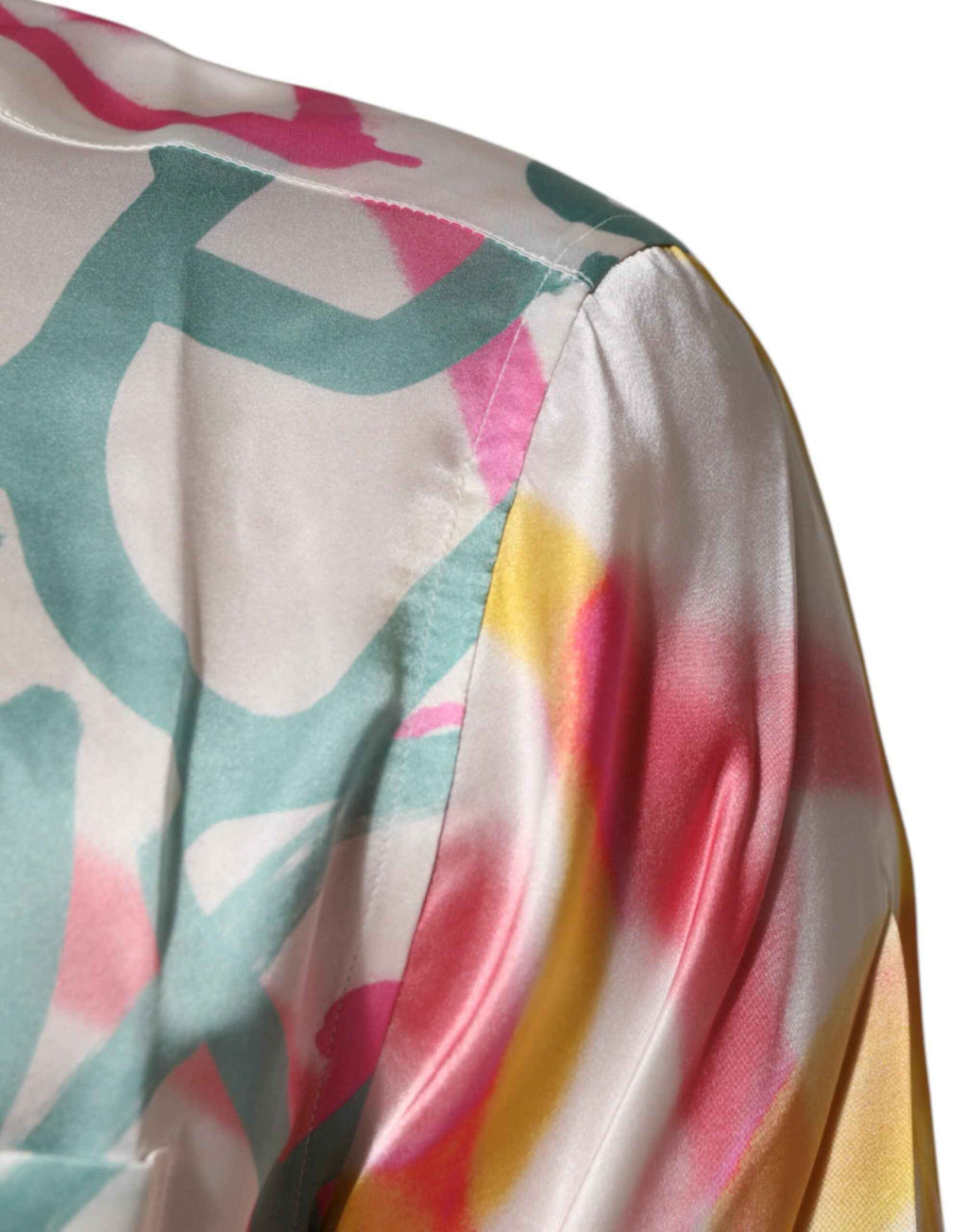 Dolce & Gabbana White Silk Hawaiian Graffiti Print Men Casual Shirt