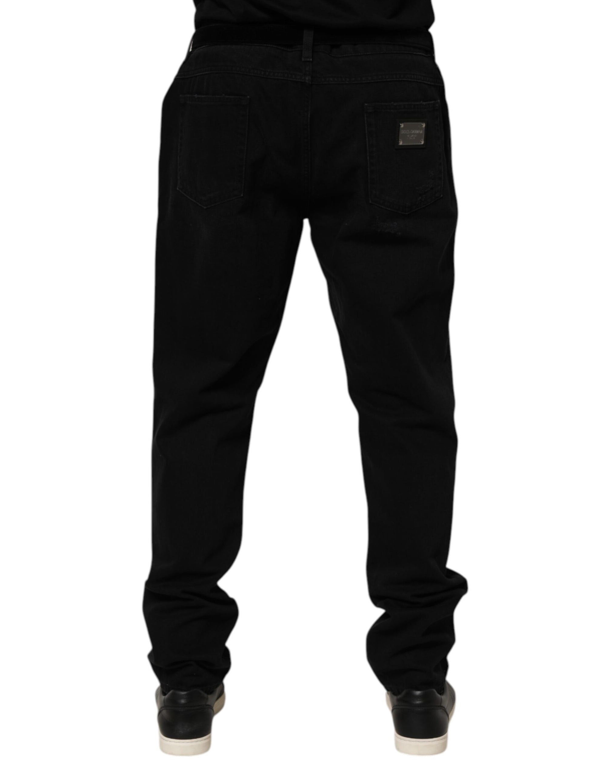 Dolce & Gabbana Black Cotton Regular Denim Men Trouser Jeans