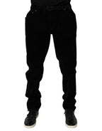 Dolce & Gabbana Black Cotton Slim Fit Denim Trouser Jeans