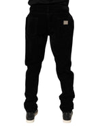 Dolce & Gabbana Black Cotton Slim Fit Denim Trouser Jeans