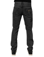 Dolce & Gabbana Black Tattered Skinny Cotton Men Denim Jeans