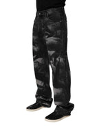 Dolce & Gabbana Black Marbled Effect Straight Men Denim Jeans