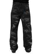 Dolce & Gabbana Black Marbled Effect Straight Men Denim Jeans