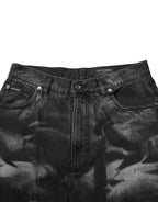 Dolce & Gabbana Black Marbled Effect Straight Men Denim Jeans