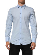 Dolce & Gabbana Light Blue Cotton GOLD Formal Men Dress Shirt