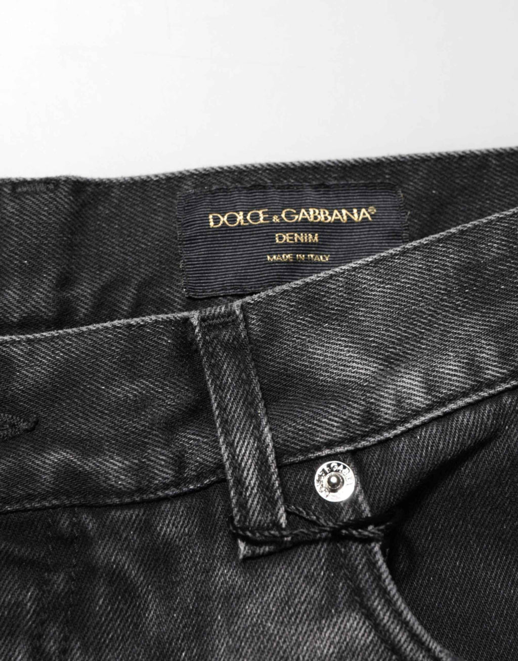 Dolce & Gabbana Black Marbled Effect Straight Men Denim Jeans