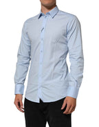 Dolce & Gabbana Light Blue Cotton GOLD Formal Men Dress Shirt