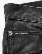 Dolce & Gabbana Black Marbled Effect Straight Men Denim Jeans