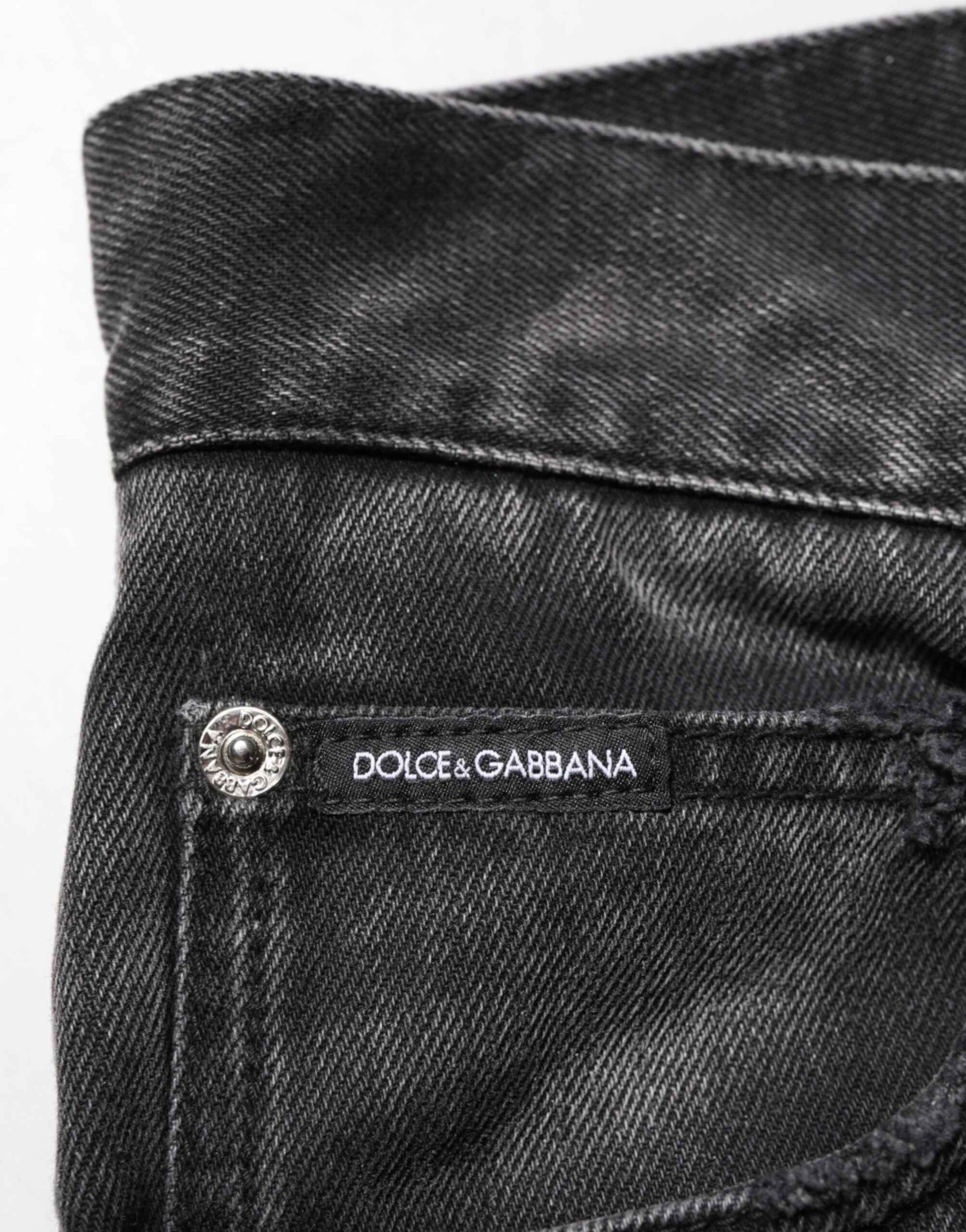 Dolce & Gabbana Black Marbled Effect Straight Men Denim Jeans