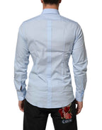 Dolce & Gabbana Light Blue Cotton GOLD Formal Men Dress Shirt