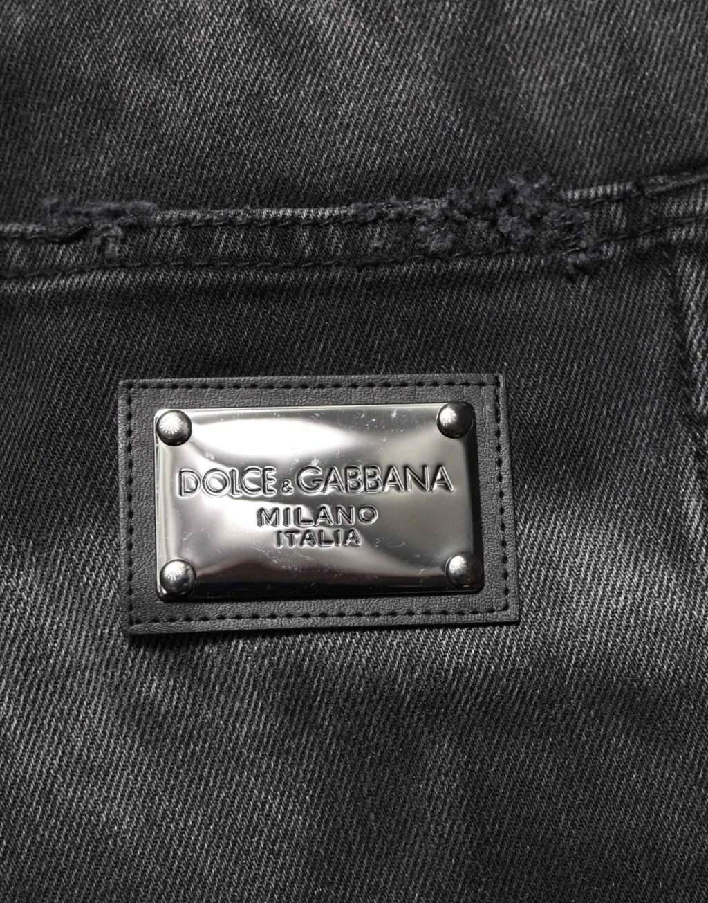 Dolce & Gabbana Black Marbled Effect Straight Men Denim Jeans