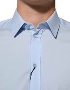 Dolce & Gabbana Light Blue Cotton GOLD Formal Men Dress Shirt
