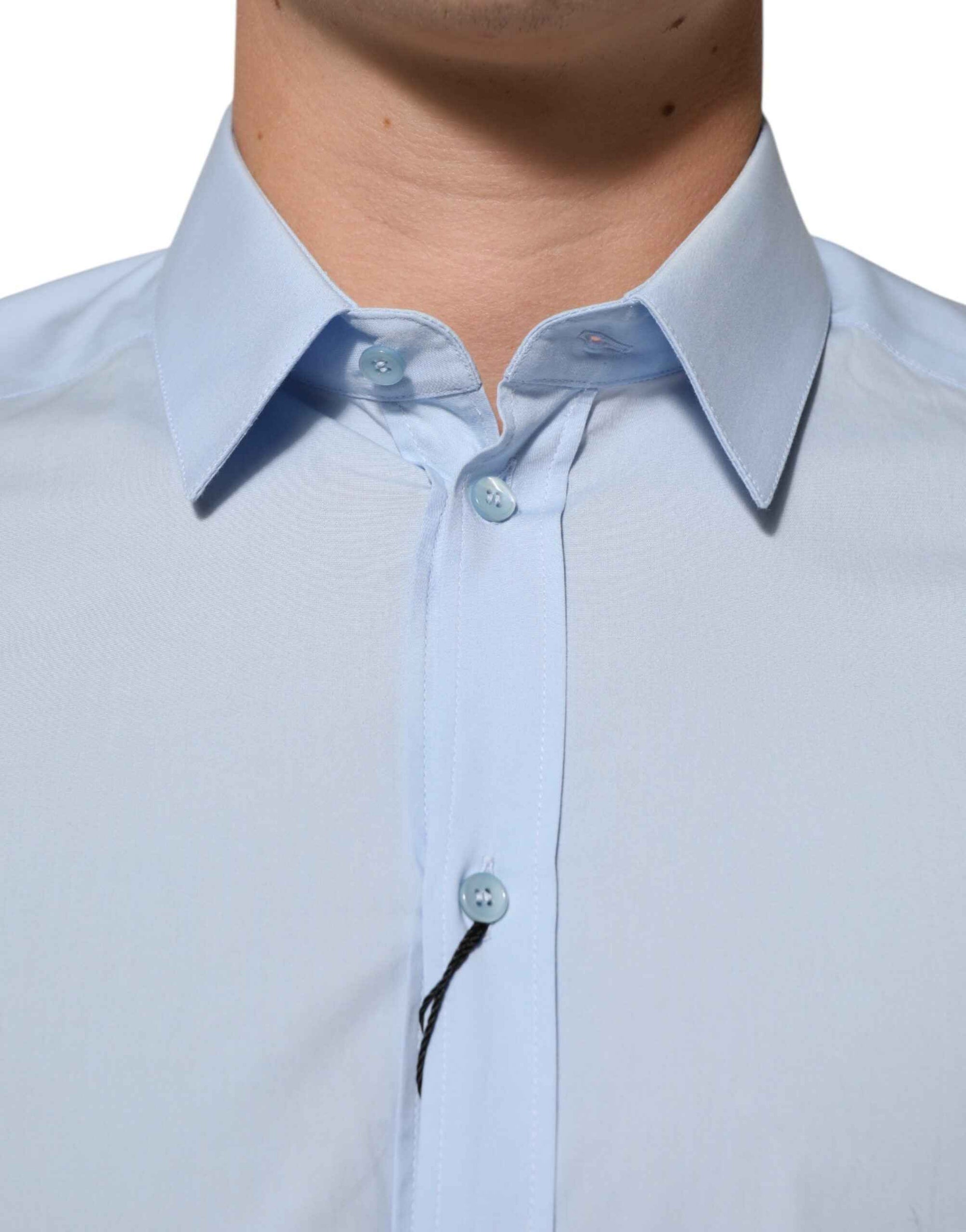 Dolce & Gabbana Light Blue Cotton GOLD Formal Men Dress Shirt