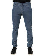 Dolce & Gabbana Blue Cotton Stretch Slim Fit Men Denim Jeans