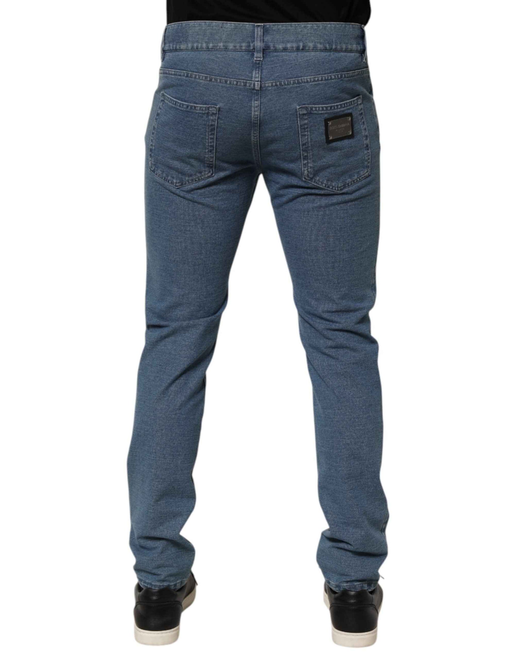 Dolce & Gabbana Blue Cotton Stretch Slim Fit Men Denim Jeans