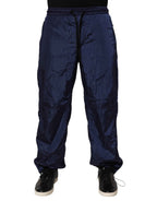 Dolce & Gabbana Blue Nylon Straight Jogger Sweatpants Pants