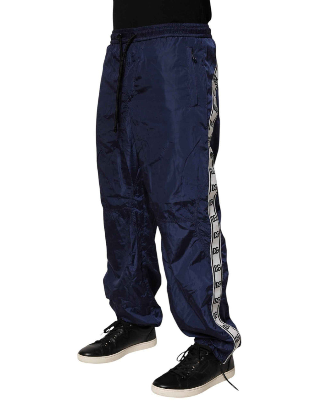Dolce & Gabbana Blue Nylon Straight Jogger Sweatpants Pants