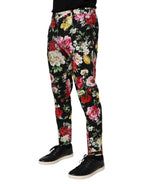 Dolce & Gabbana Black Floral Cotton Dress Formal Trouser Pants