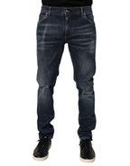 Dolce & Gabbana Dark Blue Washed Running Ripped Denim Jeans