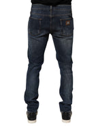 Dolce & Gabbana Dark Blue Washed Running Ripped Denim Jeans