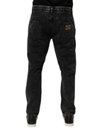 Dolce & Gabbana Black Washed Ripped Loose Cotton Denim Jeans
