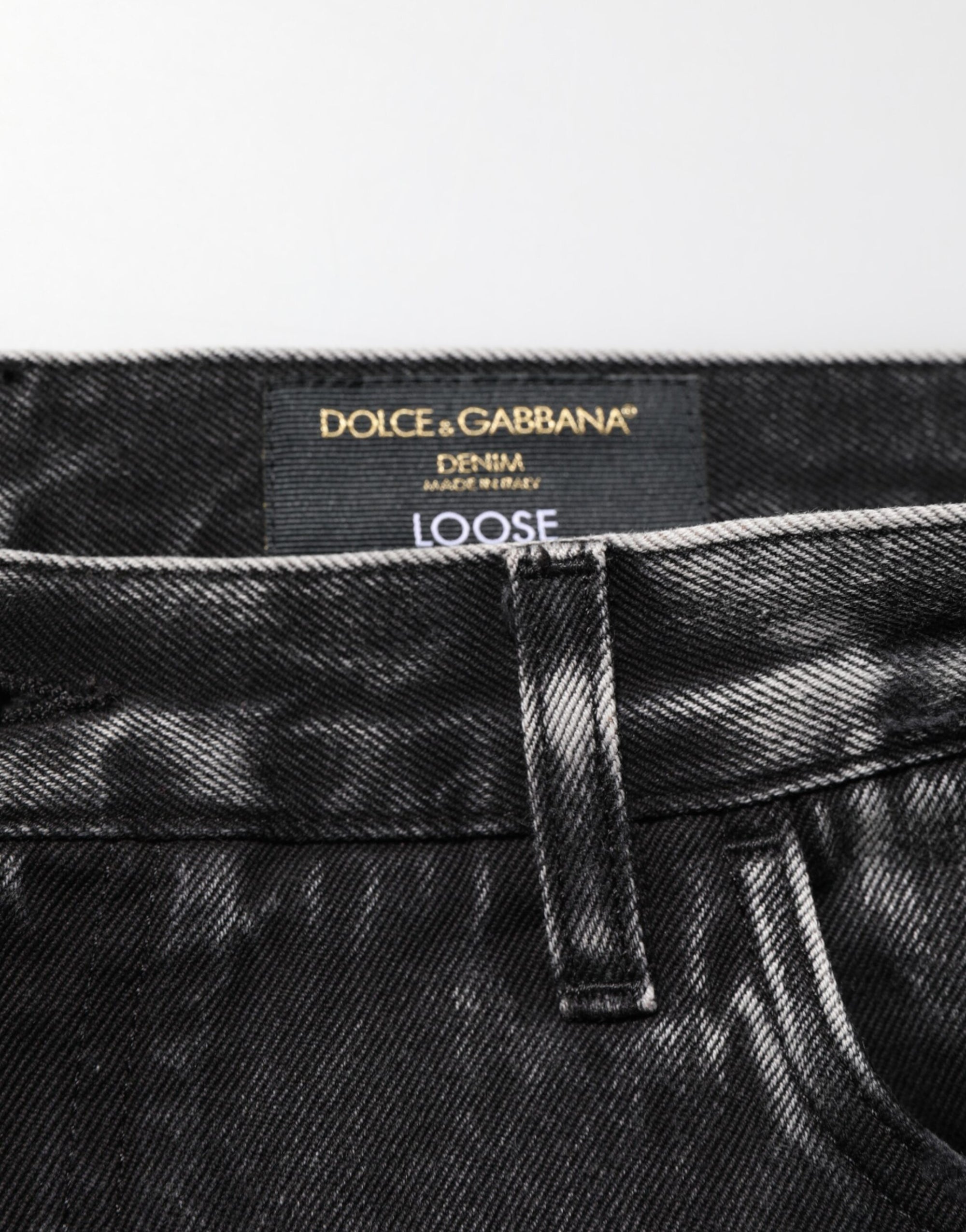 Dolce & Gabbana Black Washed Ripped Loose Cotton Denim Jeans