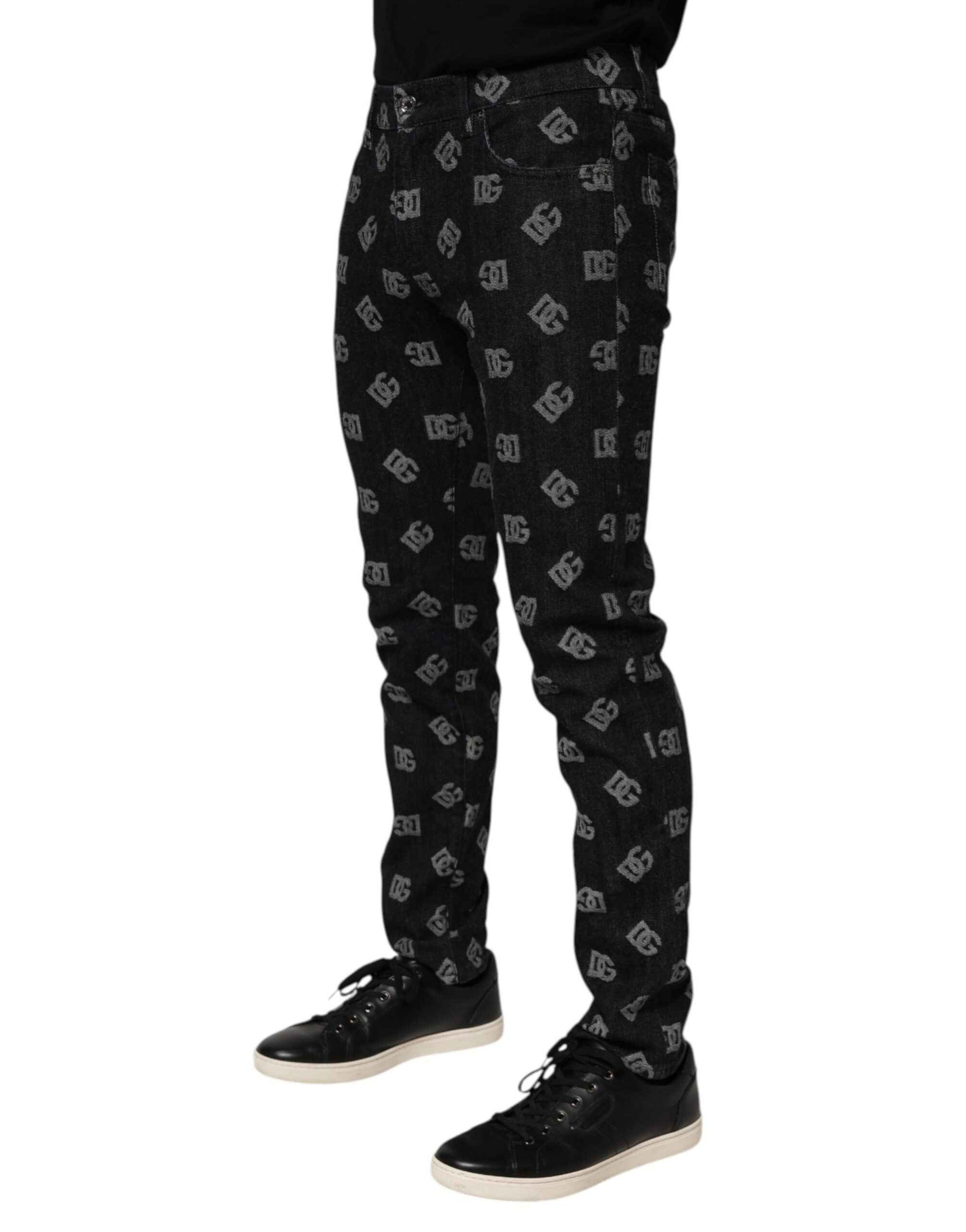 Dolce & Gabbana Black DG Monogram Cotton Skinny Denim Jeans