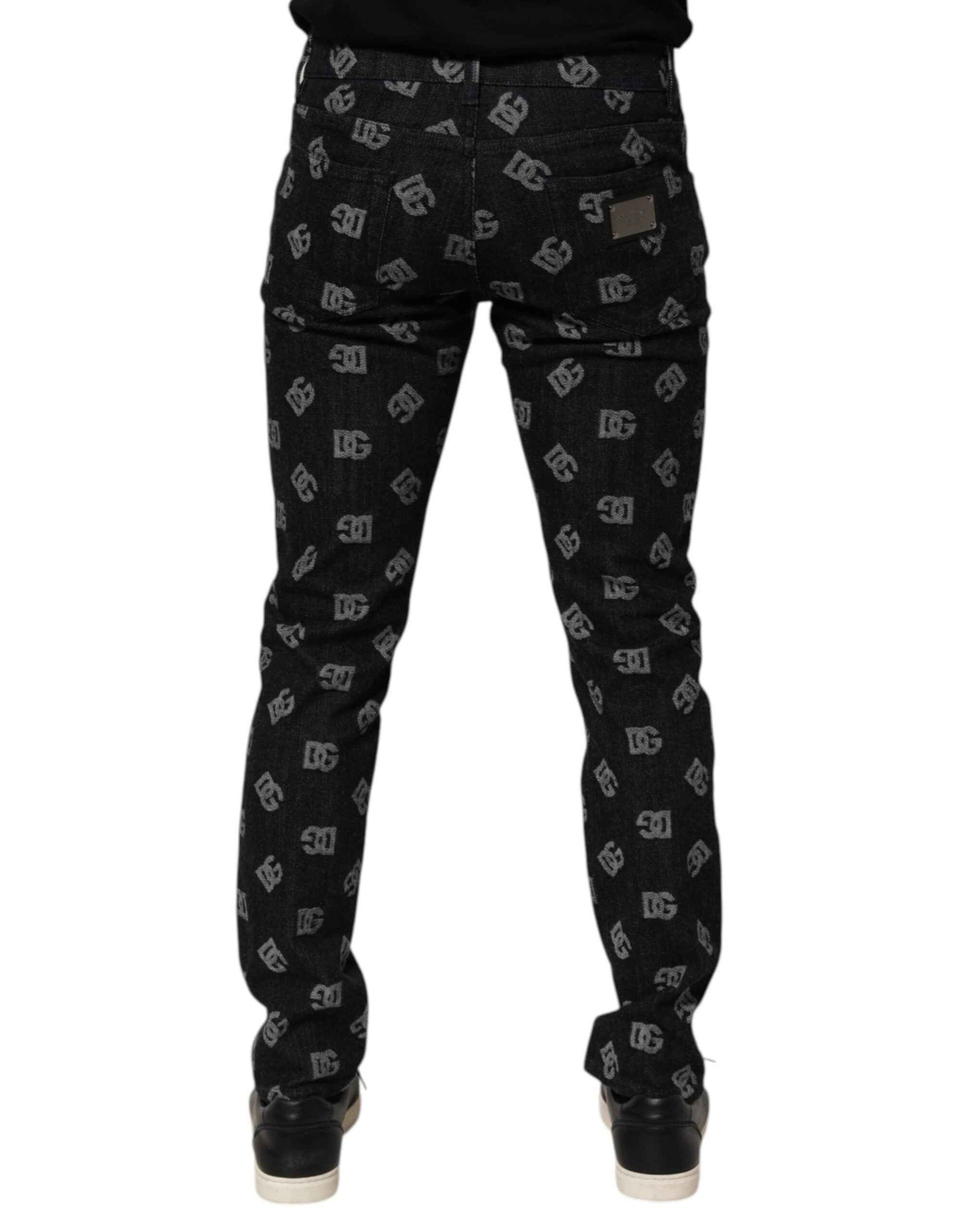Dolce & Gabbana Black DG Monogram Cotton Skinny Denim Jeans
