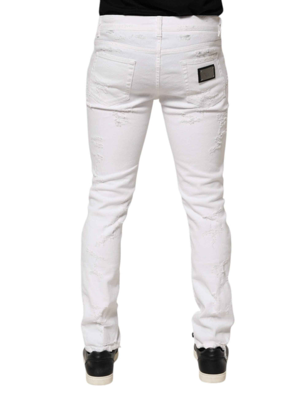 Dolce & Gabbana White Distressed Ripped Denim Trouser Jeans