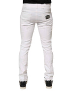 Dolce & Gabbana White Distressed Ripped Denim Trouser Jeans