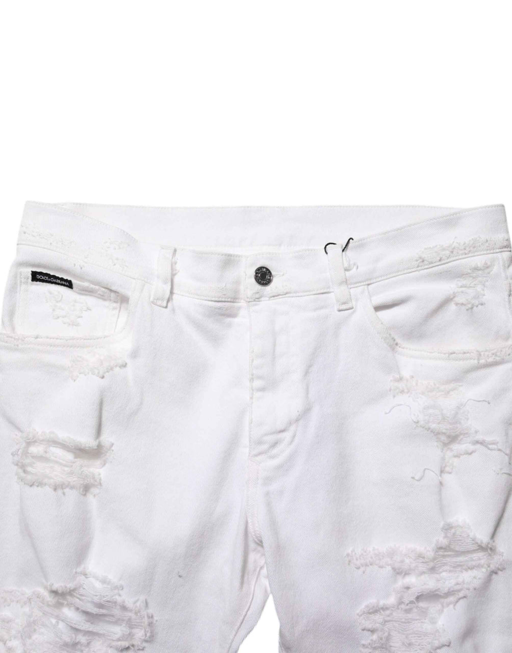 Dolce & Gabbana White Distressed Ripped Denim Trouser Jeans