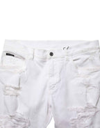 Dolce & Gabbana White Distressed Ripped Denim Trouser Jeans