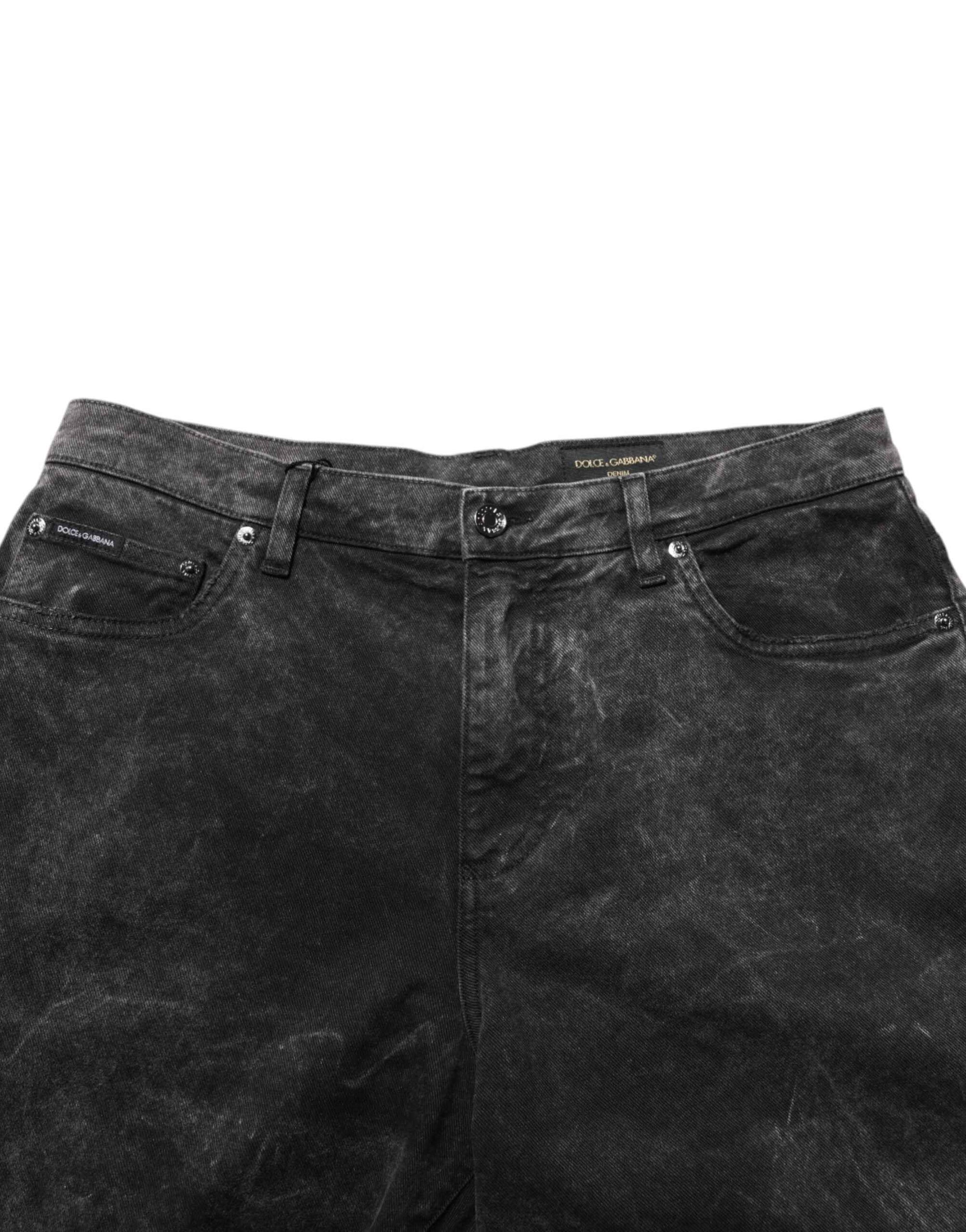 Dolce & Gabbana Black Cotton Mid Waist Denim Men Bermuda Short