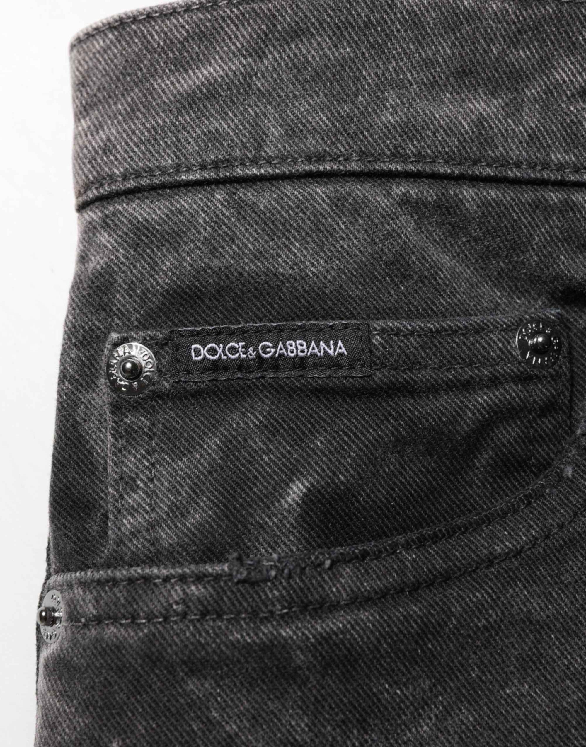 Dolce & Gabbana Black Cotton Mid Waist Denim Men Bermuda Short